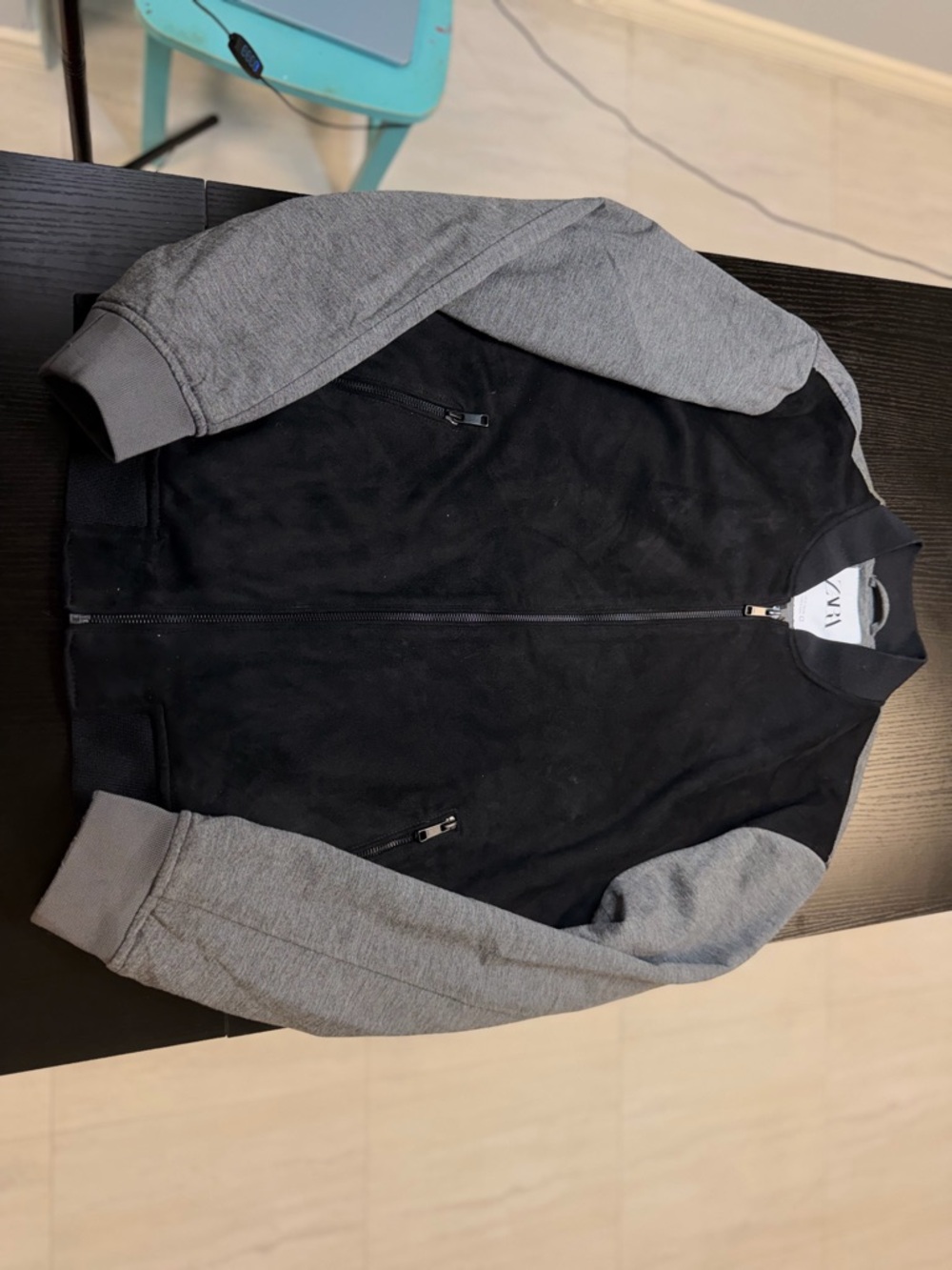 Zara Black Suede-Look Bomber Jacket